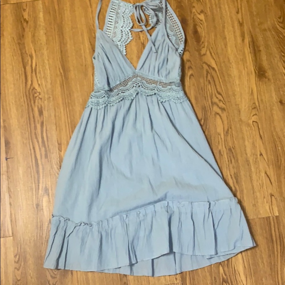 Baby Blue, V-Neck Sundress